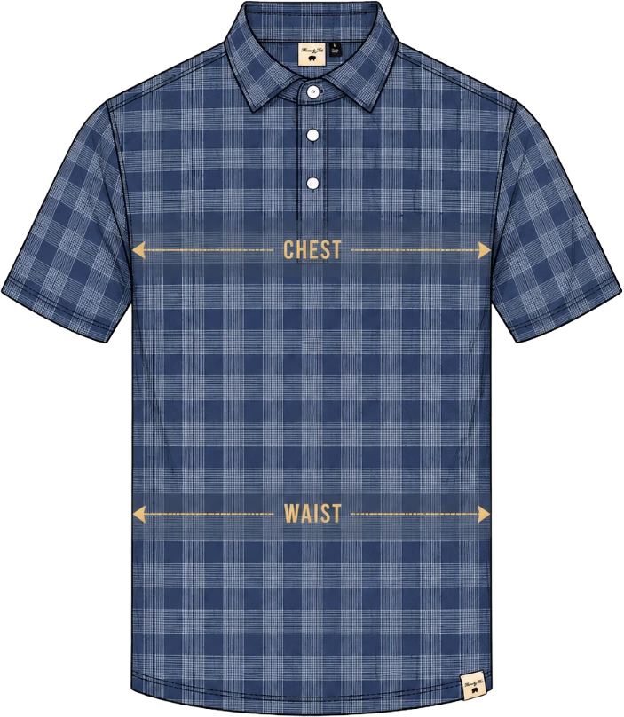HowdyHo pearl snap shirt with chest and waist measurement guides